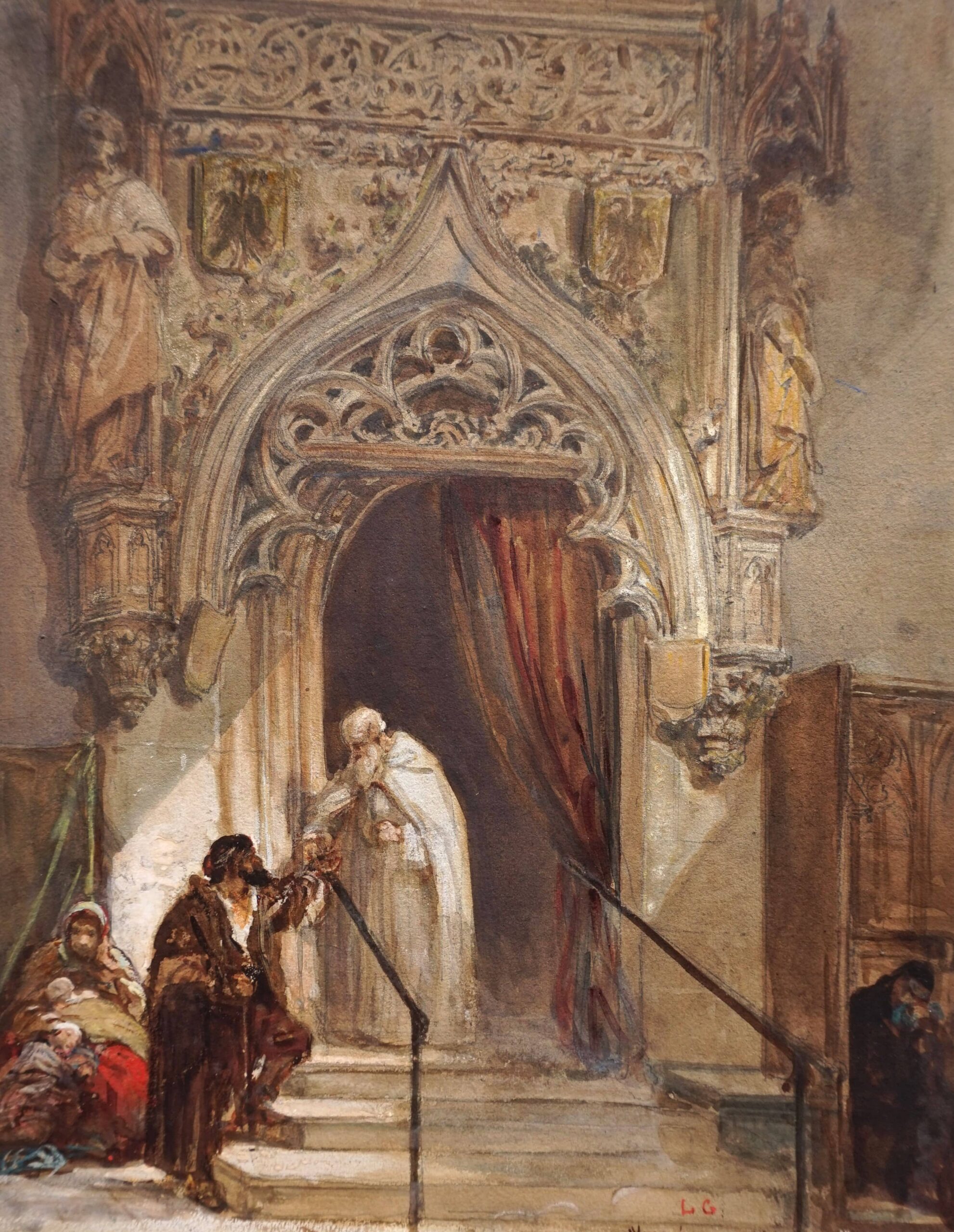 Louis Gallait, Prêtre donnant l’aumône aux pauvres dans l’église Saint Laurent de Nuremberg